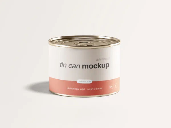 Realistic Tin Can Mockup on White Background 1