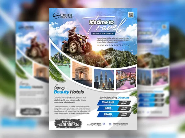 Realistic Travel Tours Flyer Template 1