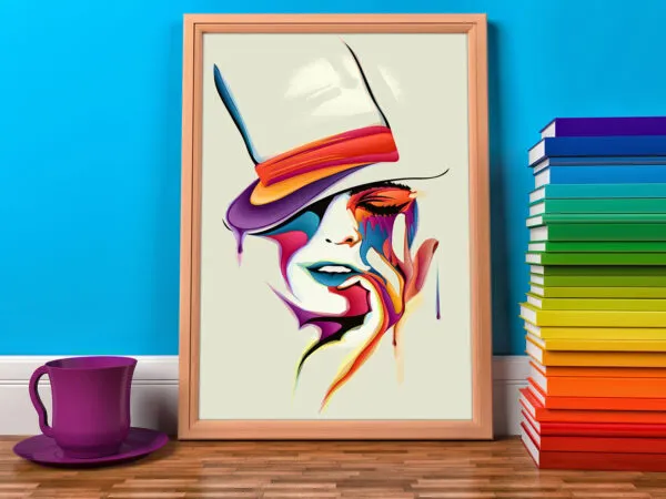 Realistic Wooden Frame Leaning Against the Wall Mockup 1