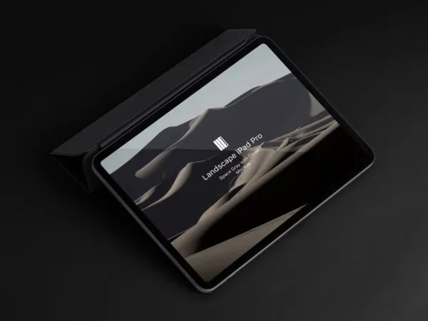 Realistic iPad Pro on a Stand Mockup 1