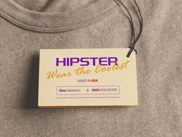 Rectangle Clothing Hang Tag on a T shirt Mockup 1