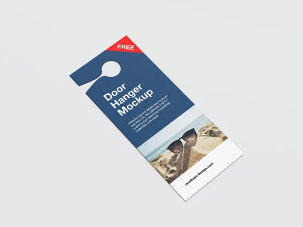 Rectangle Door Hanger Mockup in 4 Shots 1