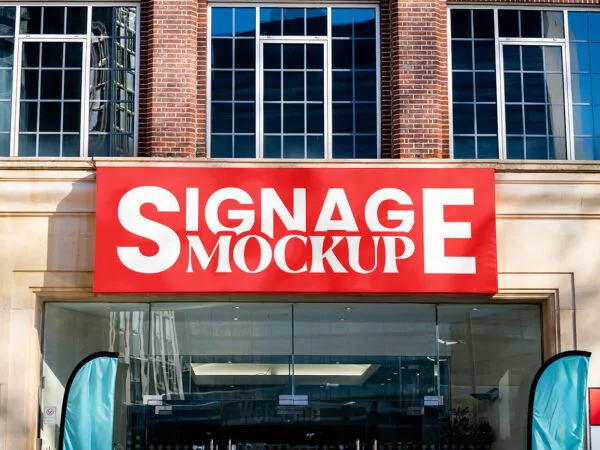 Rectangle Sign on Building Mockup 1