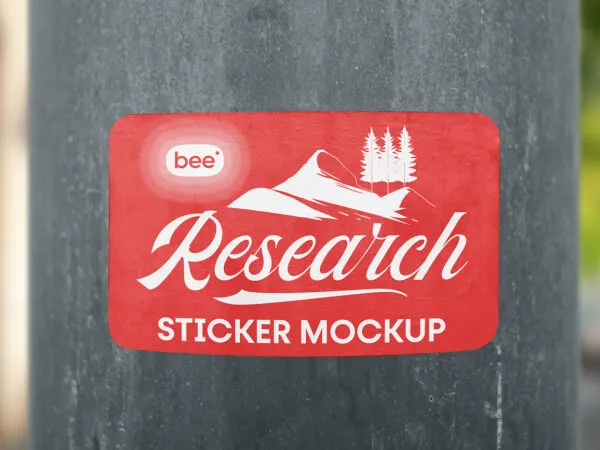 Rectangle Sticker on Pole Mockup 1