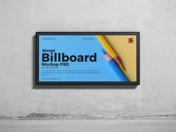 Rectangle Street Billboard Mockup for Advertisement on a Wall 1