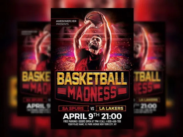 Red Black Basketball Playoff Flyer Template 1