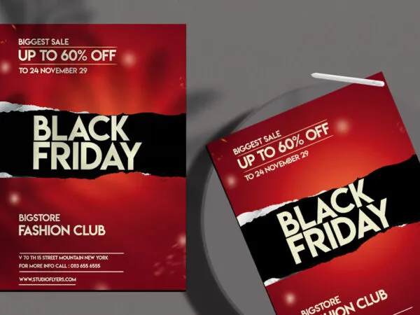 Red Black Ripped Black Friday Flyer Template 1