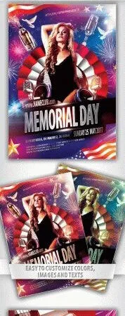 Red Blue Thematic Memorial Day Flyer Template 1