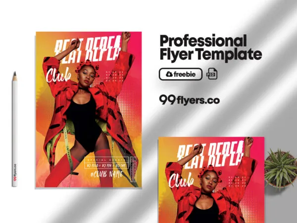 Red Dotted Nightclub Party Flyer Template 1