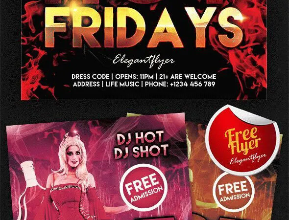 Red Fiery DJ Flyer and Facebook Cover Template 1