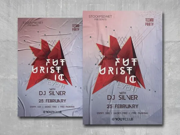 Red Geometric Nightclub Event Flyer Template 1