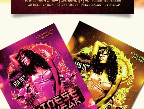 Red Glitter Chinese New Year Event Flyer Template and Facebook Cover 1