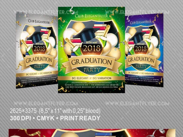 Red Glitter Graduation Party Flyer and Facebook Cover Template 1