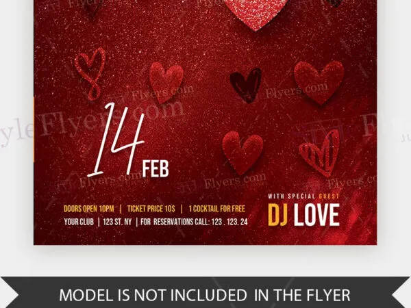 Red Glittery Valentines Day Party Flyer Template 1