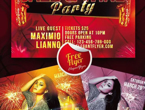 Red Gradient Jazz Club Party Flyer Template 1