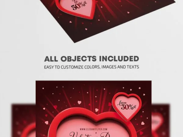 Red Gradient Valentines Day Sale Flyer Template 1