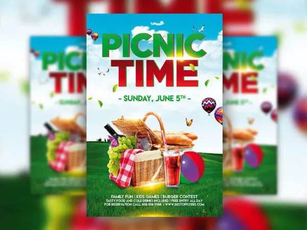 Red Green Picnic Flyer Template 1