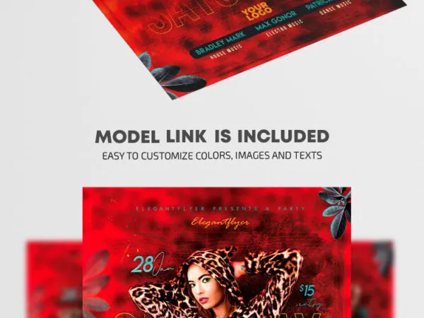 Red Leopard Print Nightclub Party Flyer Template 1