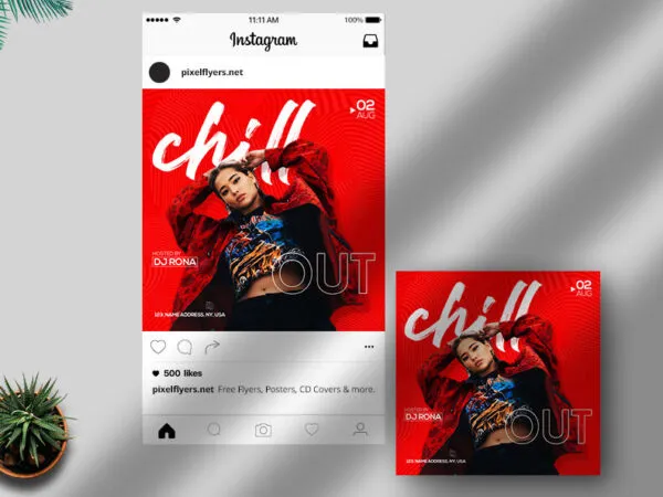 Red Minimal Dance Party Instagram Post Template 1
