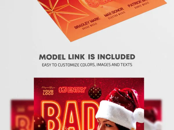 Red Modern Christmas Eve Party Flyer Template 1