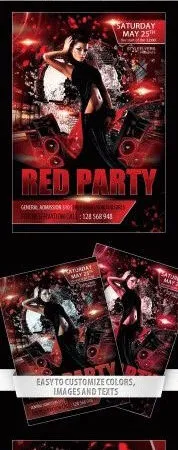 Red Modern Party Flyer Template 1