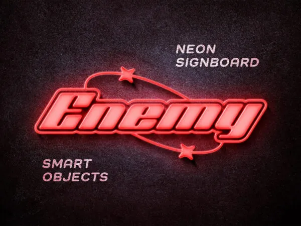 Red Neon Signboard Mockup 1