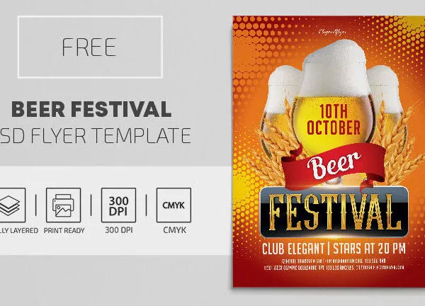 Red Orange Modern Beer Fest Flyer Template 1