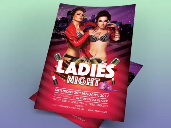 Red Purple Urban Feminine Night Party Flyer Template 1