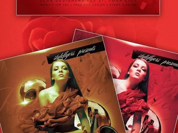 Red Rose Club Party Flyer Template 1
