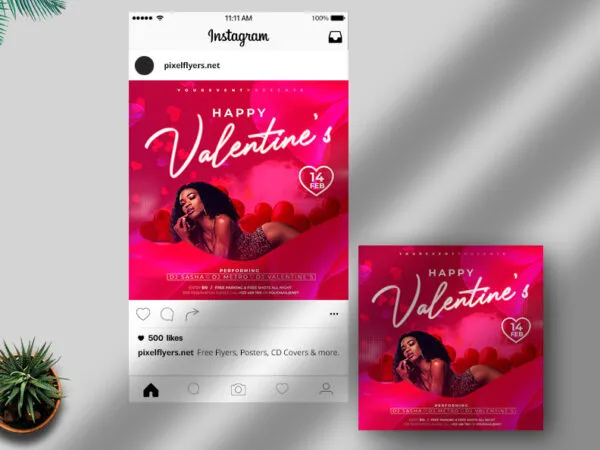Red Sexy Valentines Day Flyer Instagram Banner Template 1