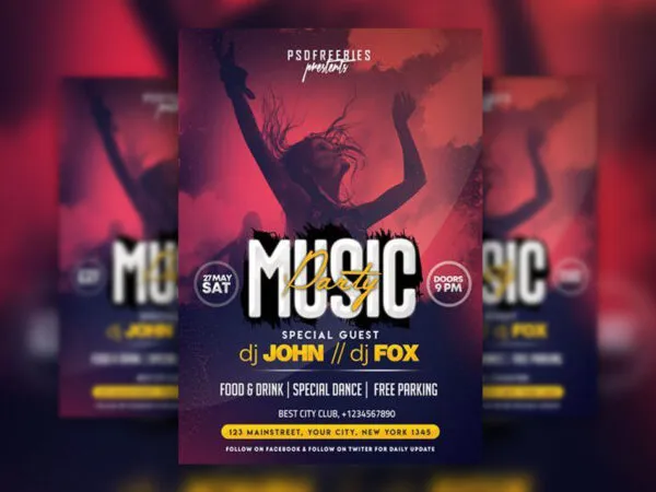 Red Summer Party Flyer Template 1