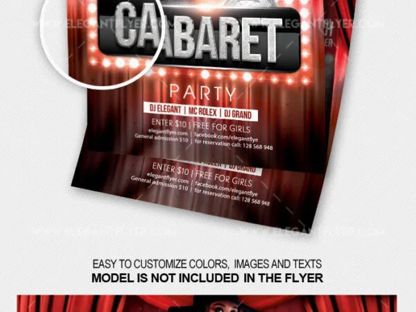 Red Thematic Classic Cabaret Nightclub Flyer and Facebook Cover Templates 1