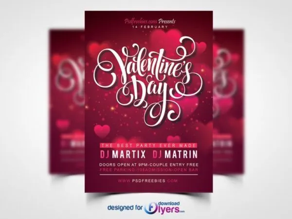 Red Typographical Valentines Day Party Flyer Template 1