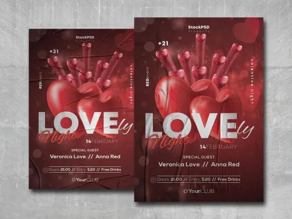 Red Valentines Day Flyer Template 1