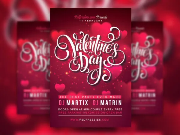 Red Valentines Party Flyer Template 1