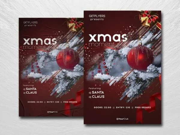 Red Xmas Event Flyer Template 1