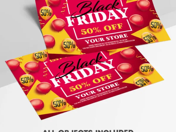 Red Yellow Geometric Black Friday Flyer Template 1