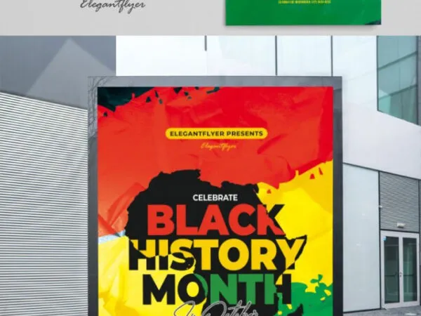 Red Yellow Green Thematic Black History Month Poster Template 1