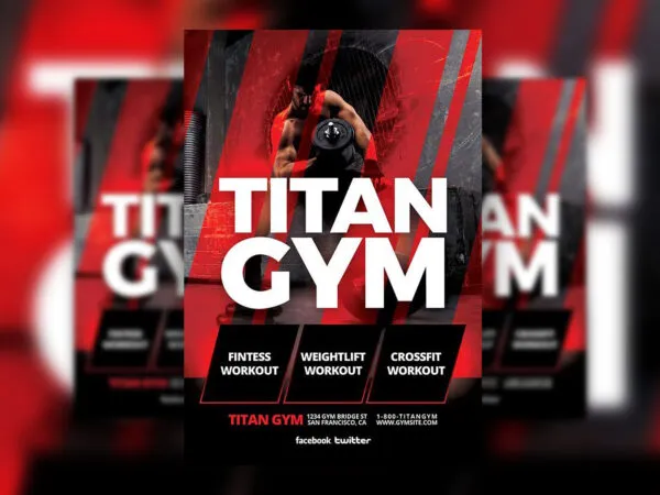 Red and Black Gym Flyer Template 1