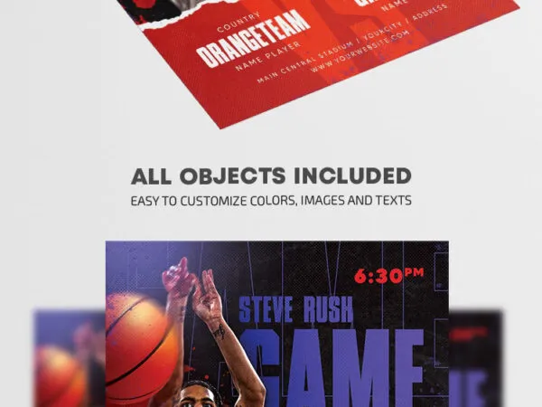 Red and Blue Basketball Event Game Week Flyer Template 1