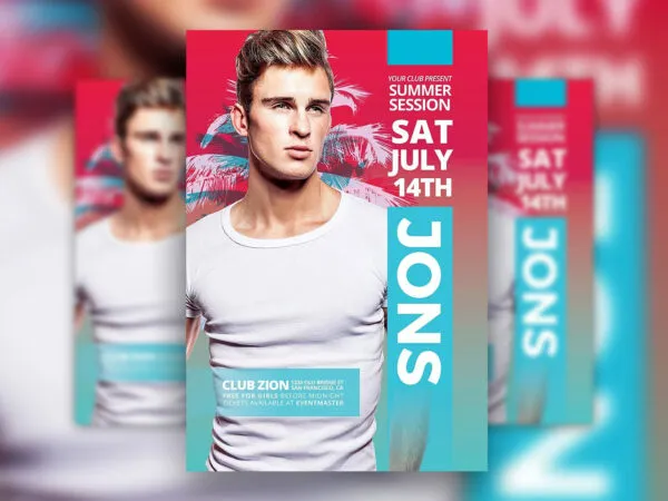 Red and Cyan Club Party and Event Flyer Template 1