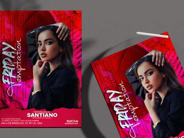 Red and Pink Lifestyle Dance Club Event Flyer Template 1