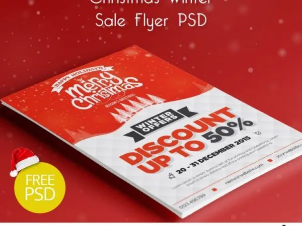 Red and White Christmas Party Flyer Template 1