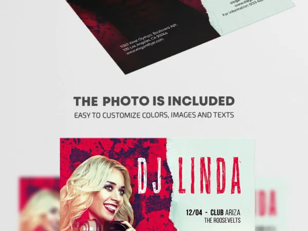 Red and White DJ Party Flyer Template 1