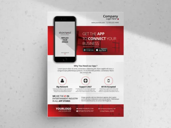 Red and White Mobile App Business Flyer Template 1