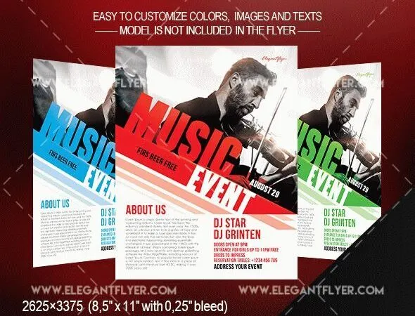 Red and White Music Event Flyer and Facebook Cover Template 1
