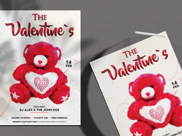Red and White Valentines Day Flyer Template 1