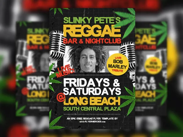 Reggae Event Green Yellow Red Flyer Template 1