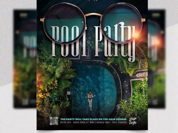 Relaxing Luxury Pool Party Flyer Template 1