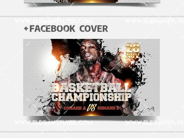 Retro Basketball Flyer and Facebook Cover Template 1